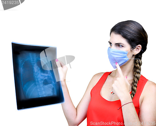 Image of Student looking at an x ray image