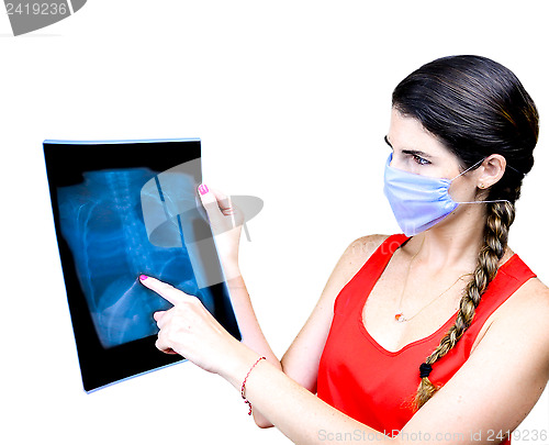 Image of Student looking at an x ray image