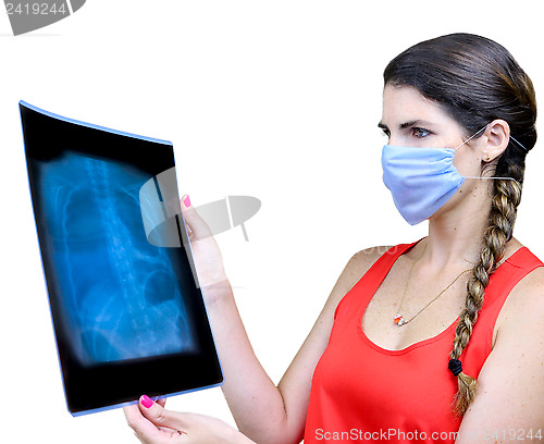 Image of Student looking at an x ray image