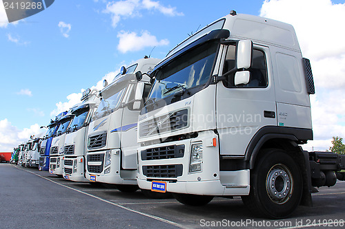 Image of Row of Volvo Trucks