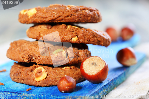 Image of Homemade cookies with hazelnuts.