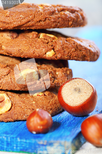 Image of Homemade chocolate cookies close-up. 