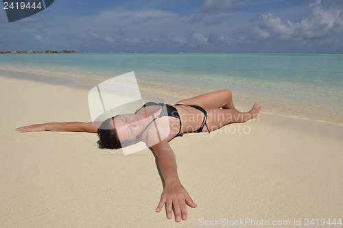 Image of happy woman enjoy  summer time