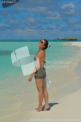 Image of happy woman enjoy  summer time