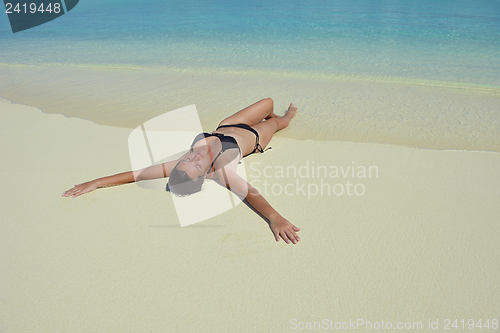 Image of happy woman enjoy  summer time