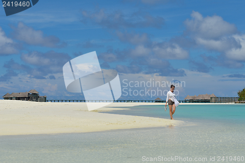 Image of happy woman enjoy  summer time