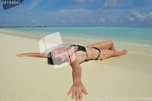 Image of happy woman enjoy  summer time