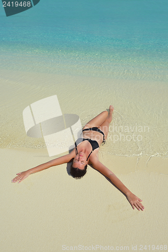 Image of happy woman enjoy  summer time
