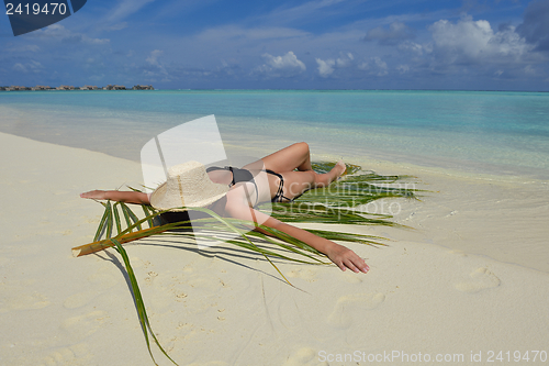 Image of happy woman enjoy  summer time