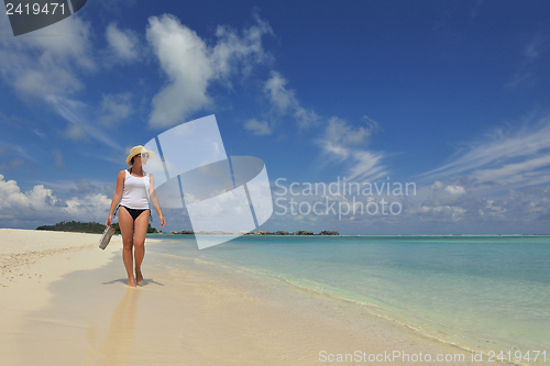 Image of happy woman enjoy  summer time