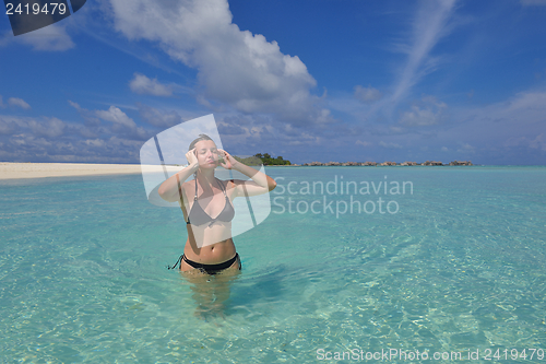 Image of happy woman enjoy  summer time