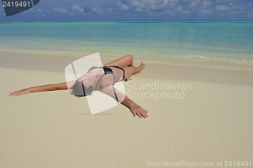 Image of happy woman enjoy  summer time