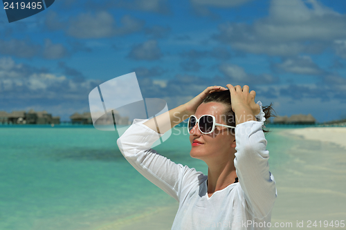 Image of happy woman enjoy  summer time