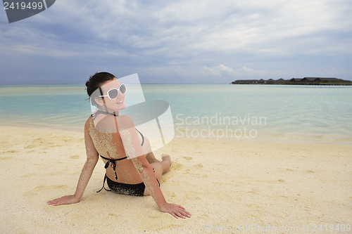 Image of happy woman enjoy  summer time