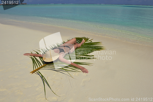 Image of happy woman enjoy  summer time