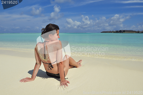 Image of happy woman enjoy  summer time