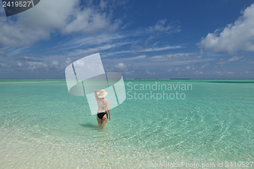 Image of happy woman enjoy  summer time