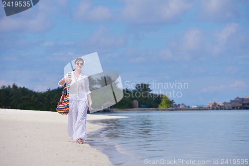 Image of happy woman enjoy  summer time