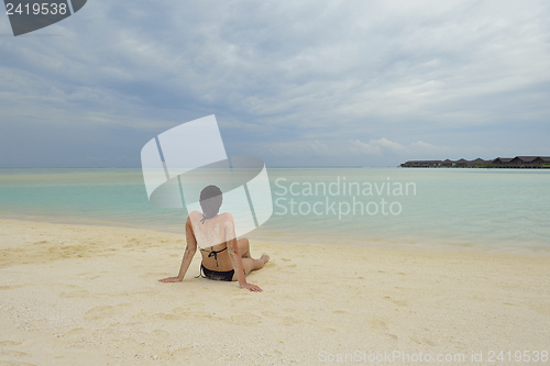 Image of happy woman enjoy  summer time