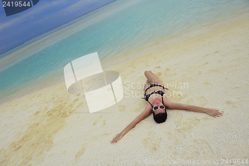 Image of happy woman enjoy  summer time