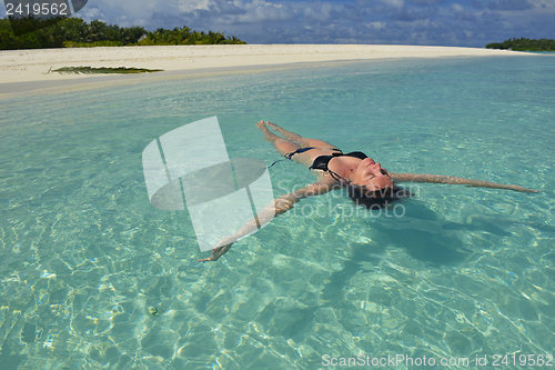 Image of happy woman enjoy  summer time