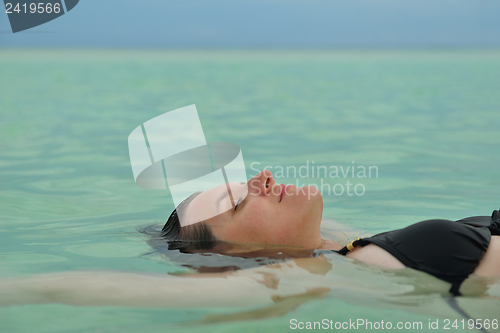 Image of happy woman enjoy  summer time