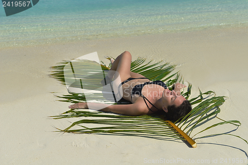 Image of happy woman enjoy  summer time