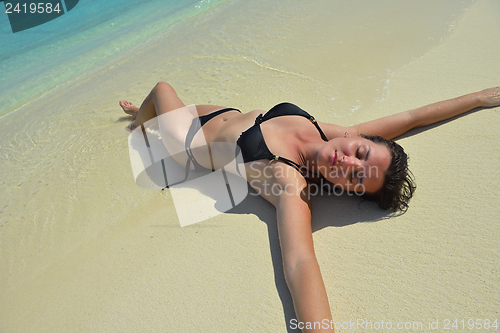 Image of happy woman enjoy  summer time