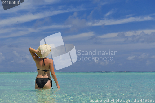 Image of happy woman enjoy  summer time