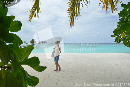 Image of happy woman enjoy  summer time
