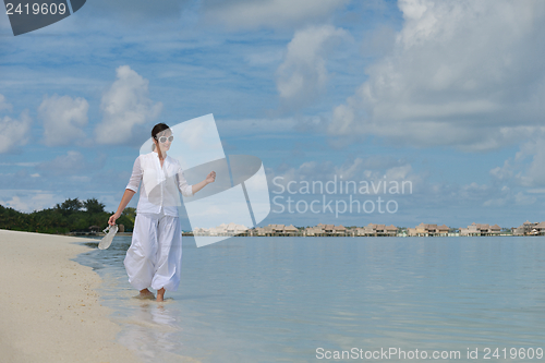 Image of happy woman enjoy  summer time