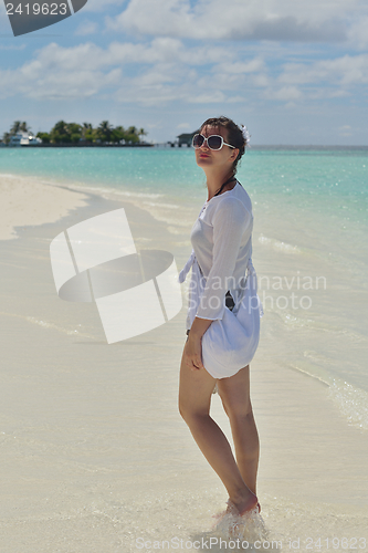 Image of happy woman enjoy  summer time