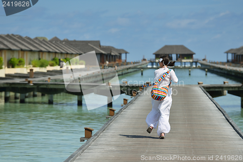 Image of happy woman enjoy  summer time