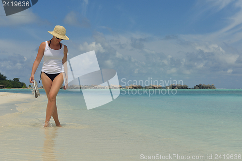 Image of happy woman enjoy  summer time