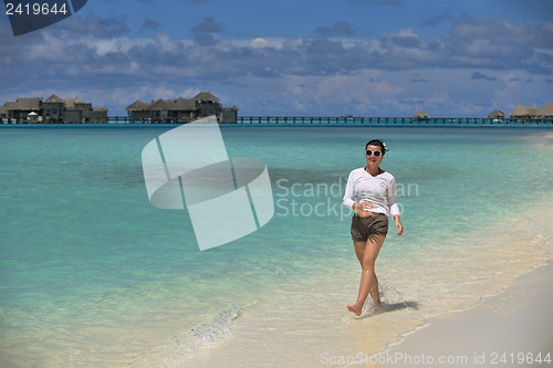 Image of happy woman enjoy  summer time