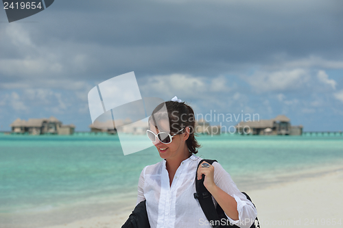 Image of happy woman enjoy  summer time