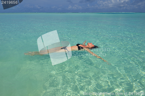 Image of happy woman enjoy  summer time