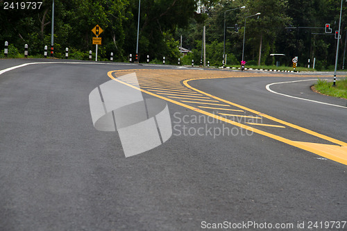 Image of yellow line on the road texture background