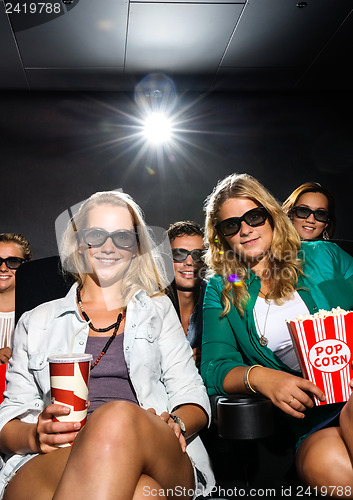 Image of Young Friends Watching 3D Movie In Theater