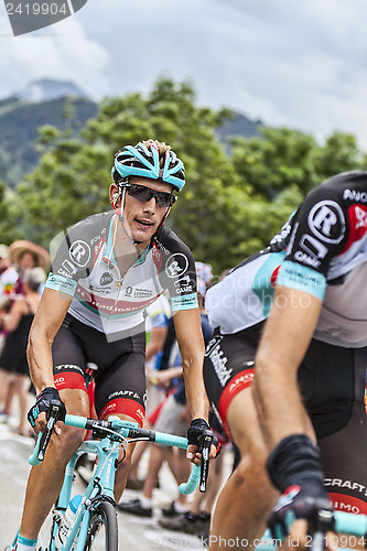 Image of Andy Schleck Climbing Alpe D'Huez