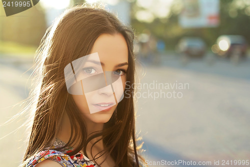 Image of Pretty thoughtful brunette