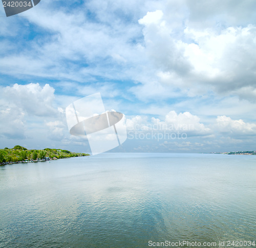 Image of river under low clouds