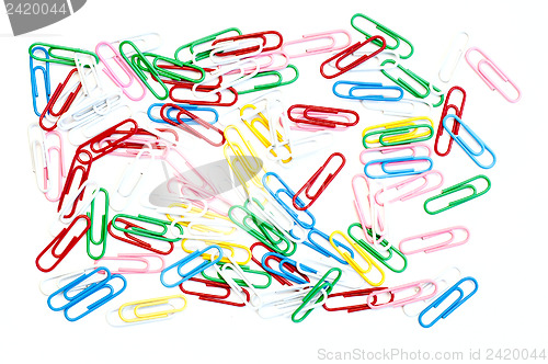 Image of various pushpins on white background