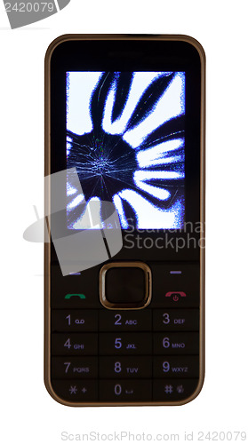 Image of Mobile phone with a broken LCD display