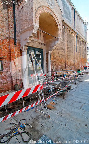 Image of Venice italy unusual road work 
