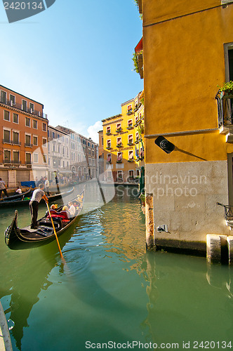 Image of Venice Italy Gondolas on canal 