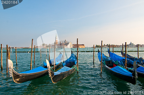 Image of Venice Italy Gondolas on canal 