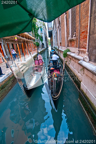Image of Venice Italy Gondolas on canal 