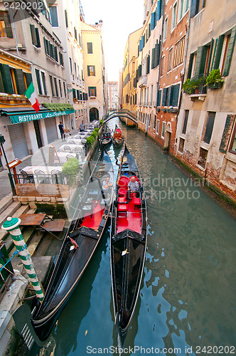 Image of Venice Italy Gondolas on canal 