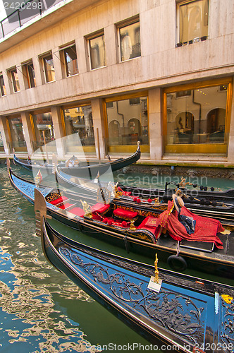 Image of Venice Italy Gondolas on canal 